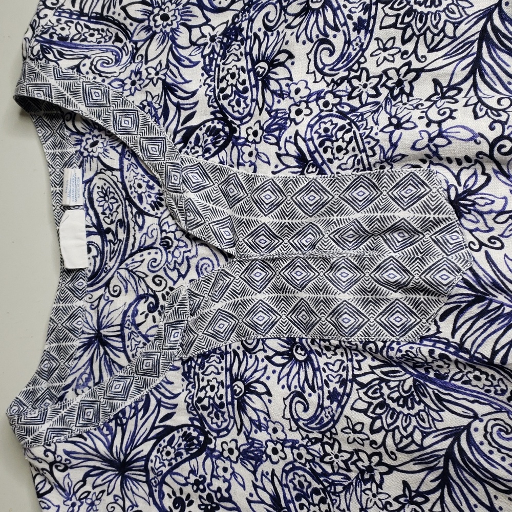 Sigrid Olsen Women 100% Linen Floral Boho 3/4 Sleeves Tunic Top Size 1X Coastal - Picture 13 of 14